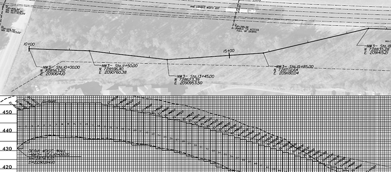 Screenshot of Resulting Noise Wall Design for I-40 Widening.