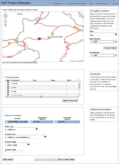 Screenshot of CDOT's GIS Interface
