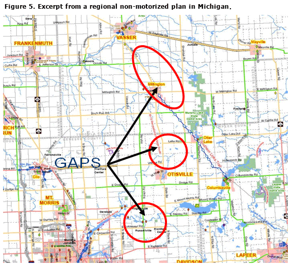 Figure 5.  Excerpt from a regional non-motorized plan in Michigan.