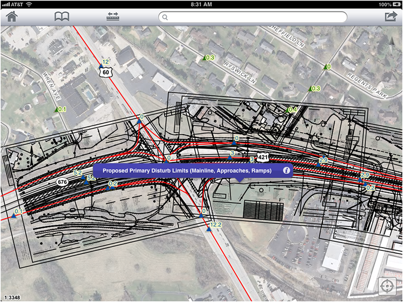 Screenshot of the CarryMap application on a handheld tablet