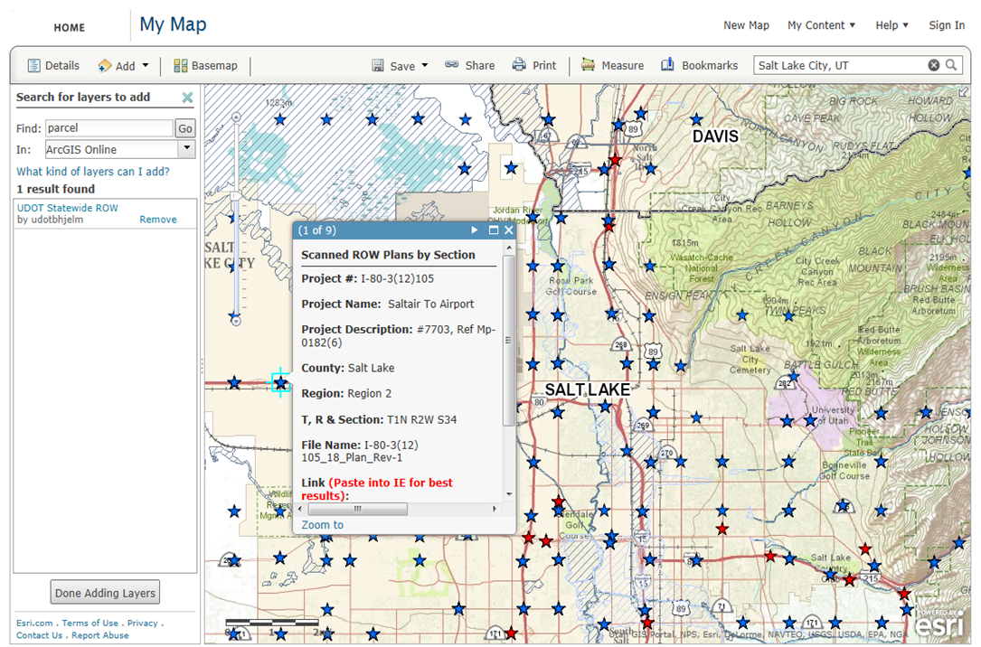 Screenshot of customized topographic base map in UPlan