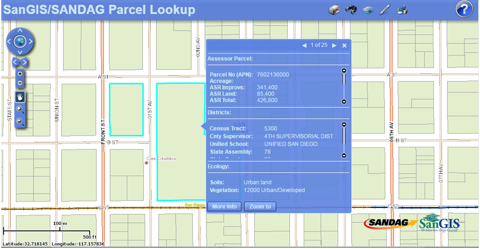 screenshot of Parcel Lookup Tool