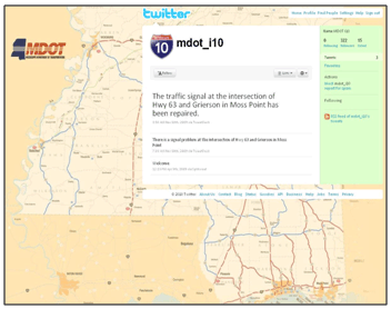 Figure 2. Screenshot of MDOT's I-10 Hurricane Evacuation Twitter Page.