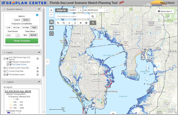 screenshot from FDOT’s Sea Level Sketch Planning Tool
