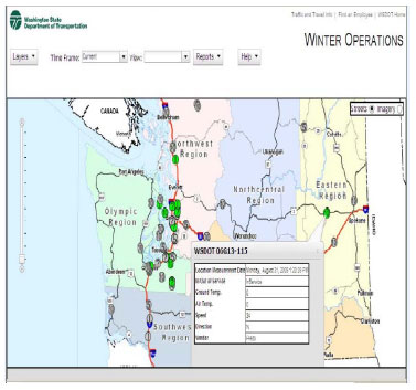 Screenshot of winter operations system showing a statewide view