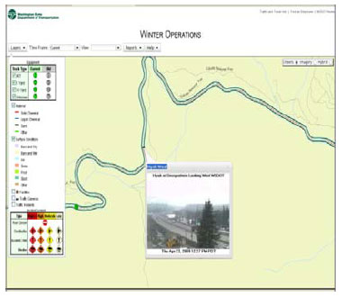 Screen shot of winter operations system