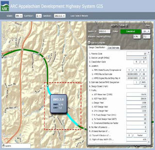 Figure 2. Editing a ADHS corridor section in the Silverlight application