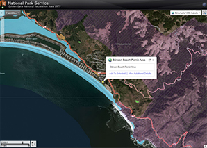 Screenshot of a colored map of the Stinson Beach area
