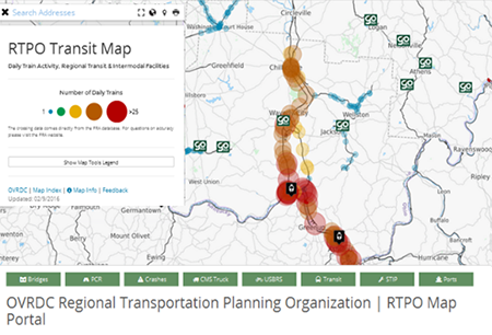 Transit Map from the OVRDC RTPO Map Portal