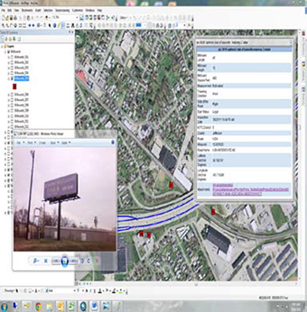 Screenshot showing GIS billboard data