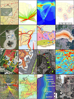 four by four grid of images from a variety of transportation and GIS projects
