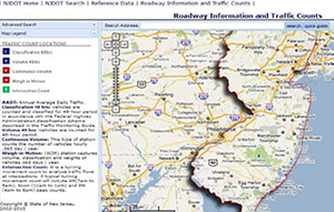 Screenshot of the TMS mapping interface showing a map of New Jersey and a legend