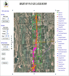 Screenshot of the demonstration ROW GIS layer in NECTAR