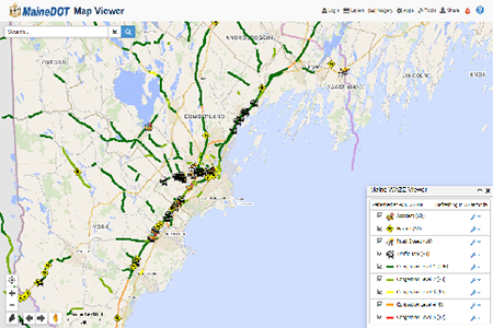 screenshot of MaineDOT’s Map Viewer