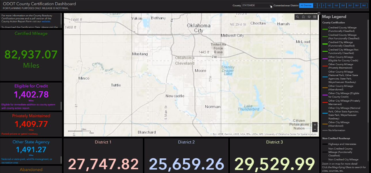 screenshot of ODOT’s County Certification Dashboard