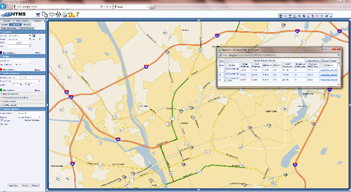 screenshot of SCDOT's ITMS application