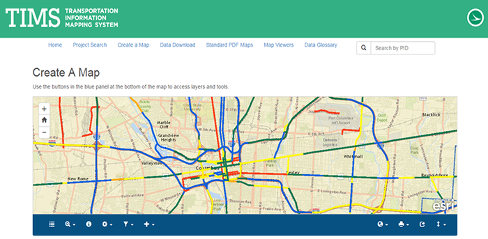 screenshot of ODOT's TIMS