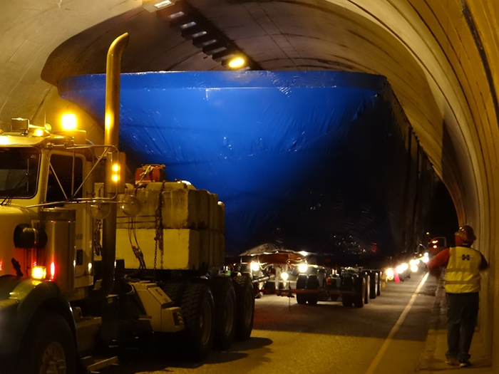 photo of the ferry in the tunnel